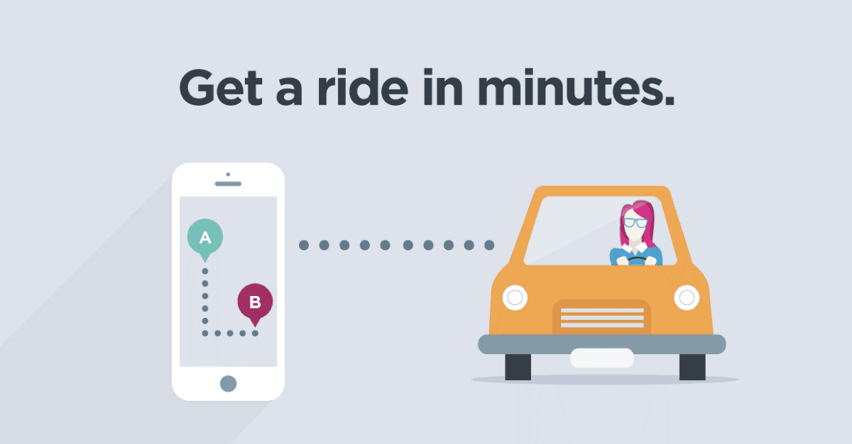 Get a ride in minutes. Use your smartphone to connect with a driver.