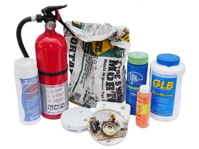 Pool chemicals and fire extinguishers are hazardous waste