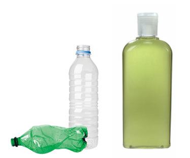 plastic bottles, water and shampoo, recycle