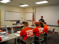 Fire recruits in a classroom