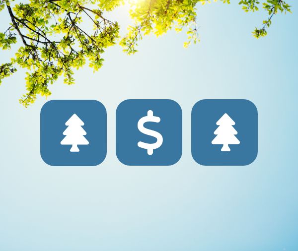 Tree and sky background with tree and dollar signs