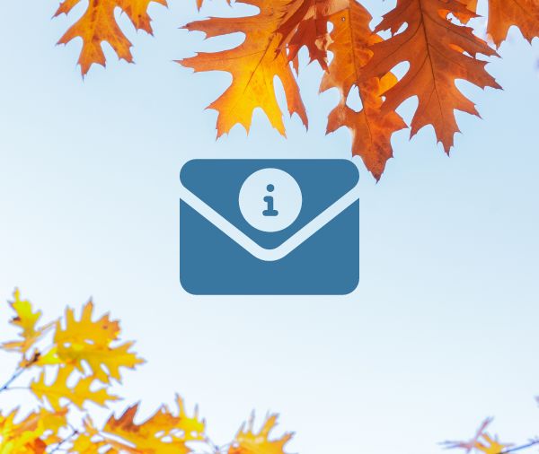 Fall leaves and sky with subscribe icon