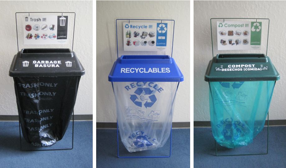 Recycle, compost, and trash containers for events