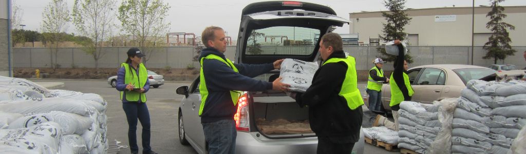 Compost Giveaway Day loading bags in trunk