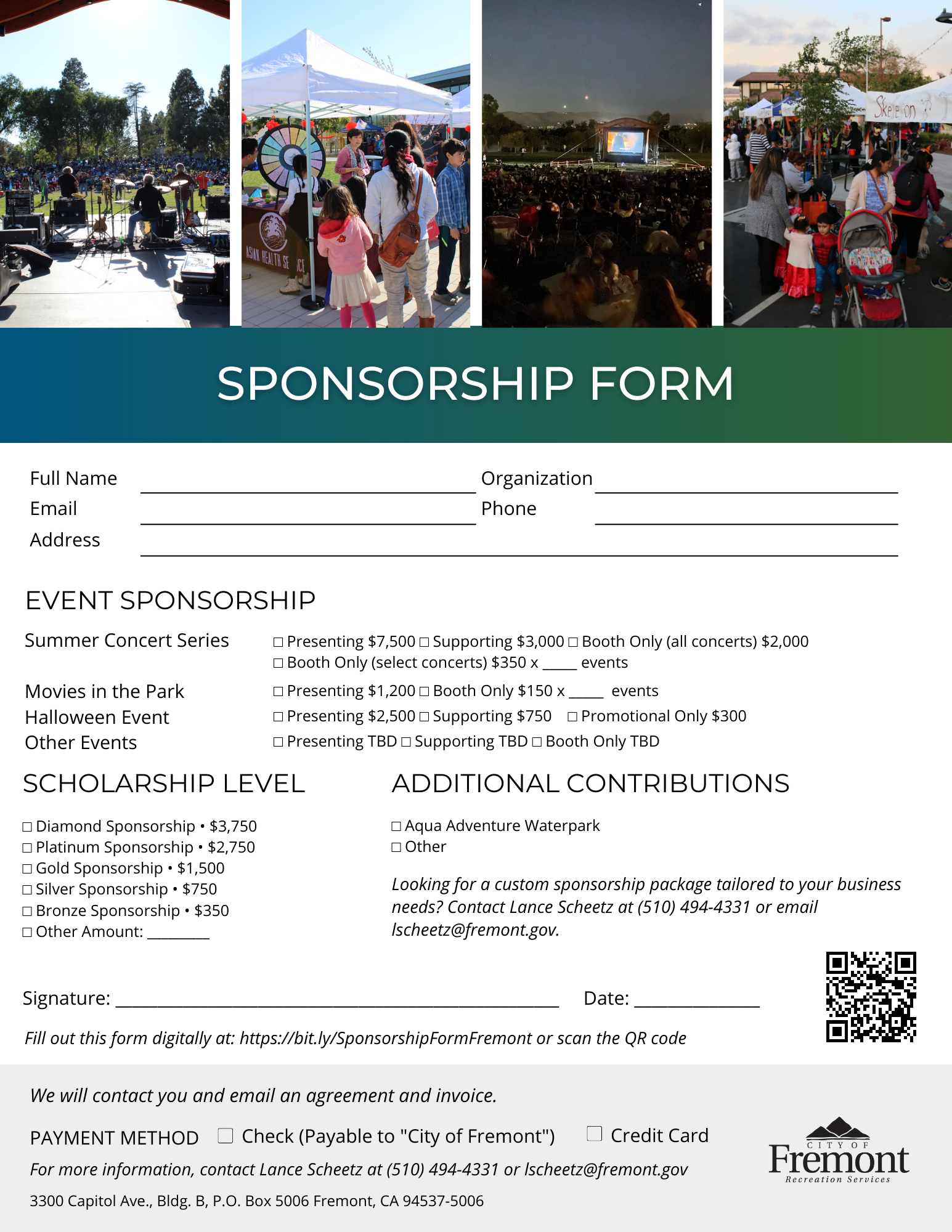 Sponsorship Packet Form