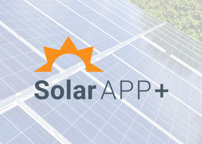 Photo of SolarAPP+ logo and solar panels