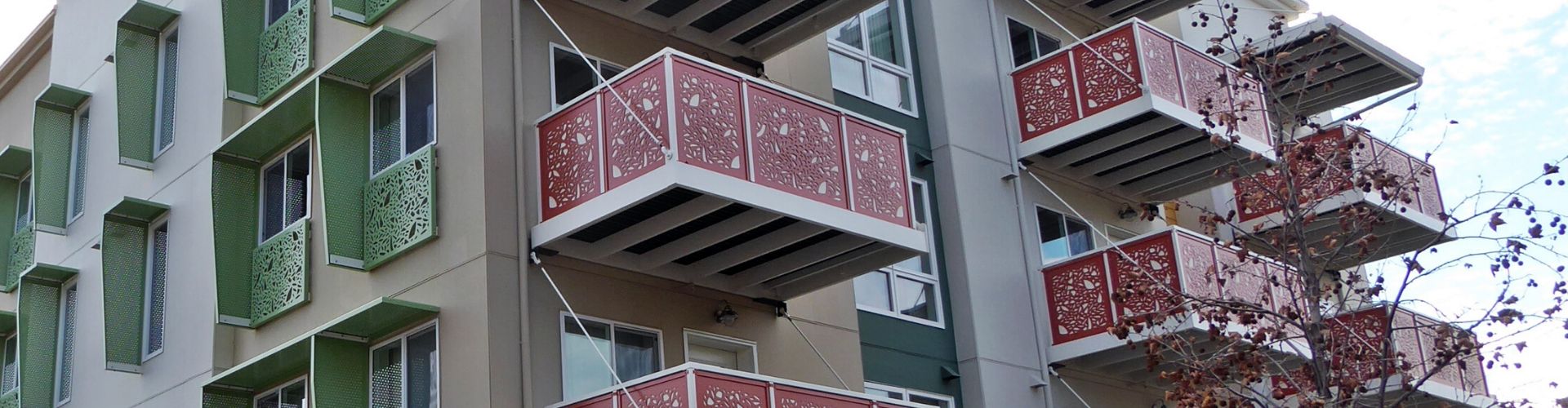 apartment building balconies and windows