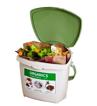 Countertop Compost bin with food scraps