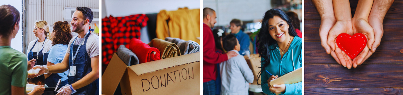 Photo collage of people helping