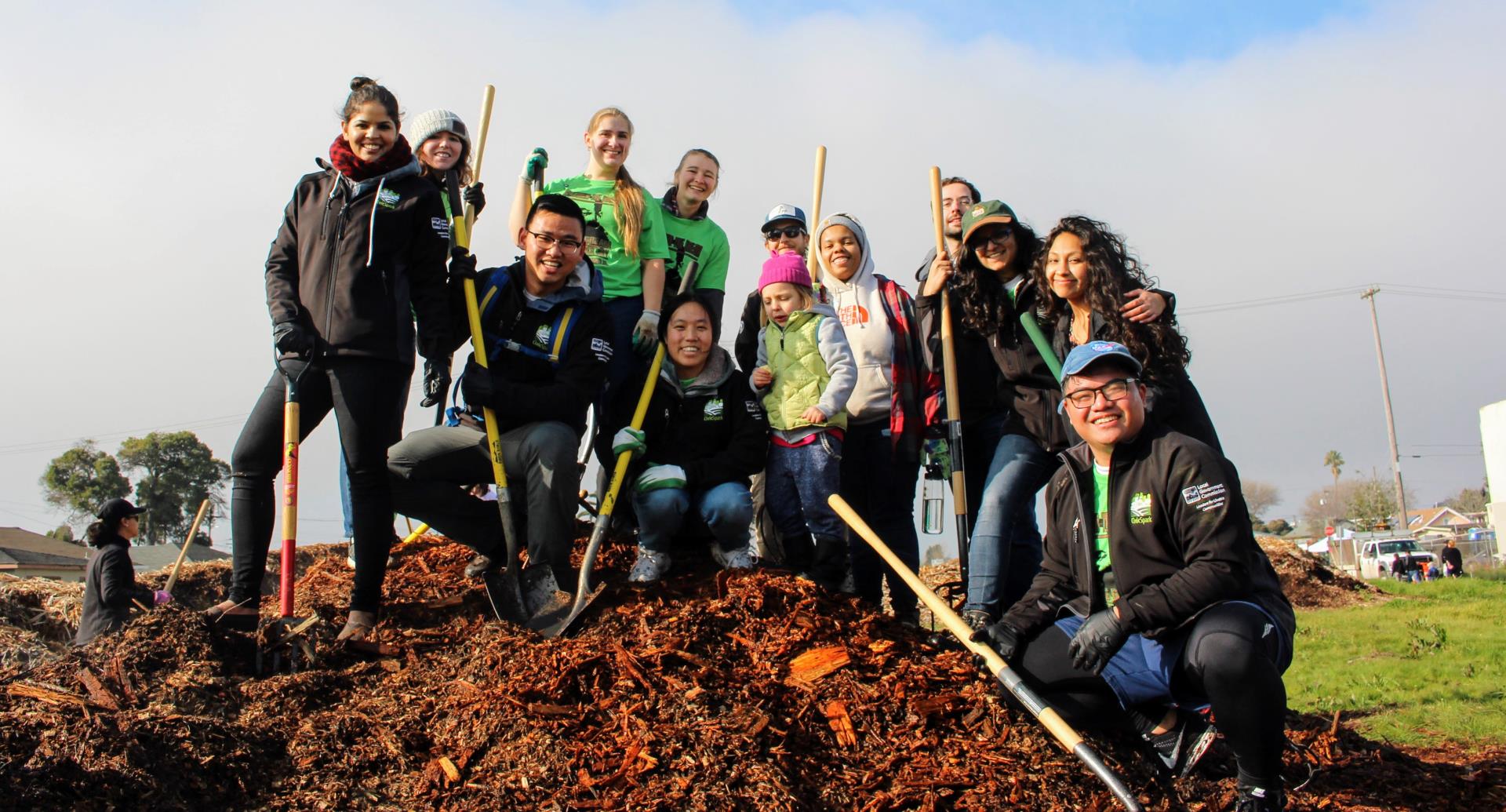 Community event with people gardening