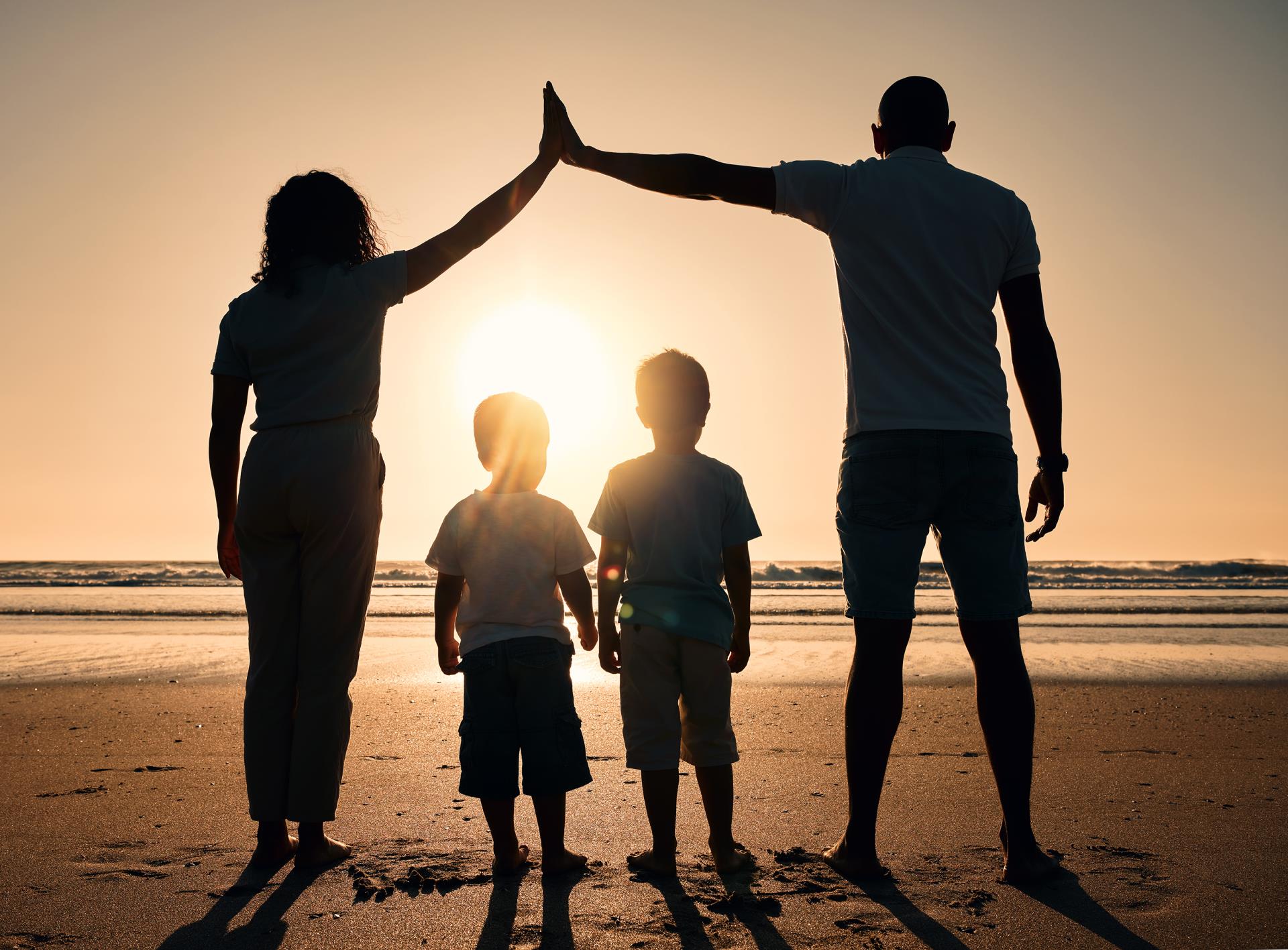 Family on beach