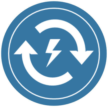 Energy bolt and circular arrows