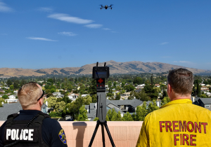 Drone As First Responder with police officer and firefighter