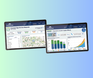 Fremont App and Climate Action Dashboards embedded in tablets