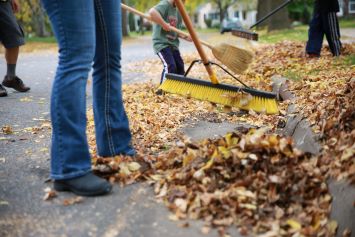 Person Raking Leaves